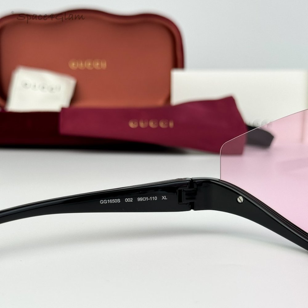 Gucci Women Sunglasses Black Pink Shield Mask GG1650S 002 BRAND NEW - Picture 5 of 12